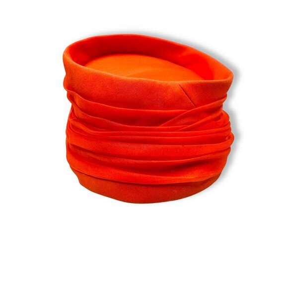 Vintage 1950s Evelyn Varon Model Orange Turban Hat Embellished Beaded Accent - Picture 3 of 9